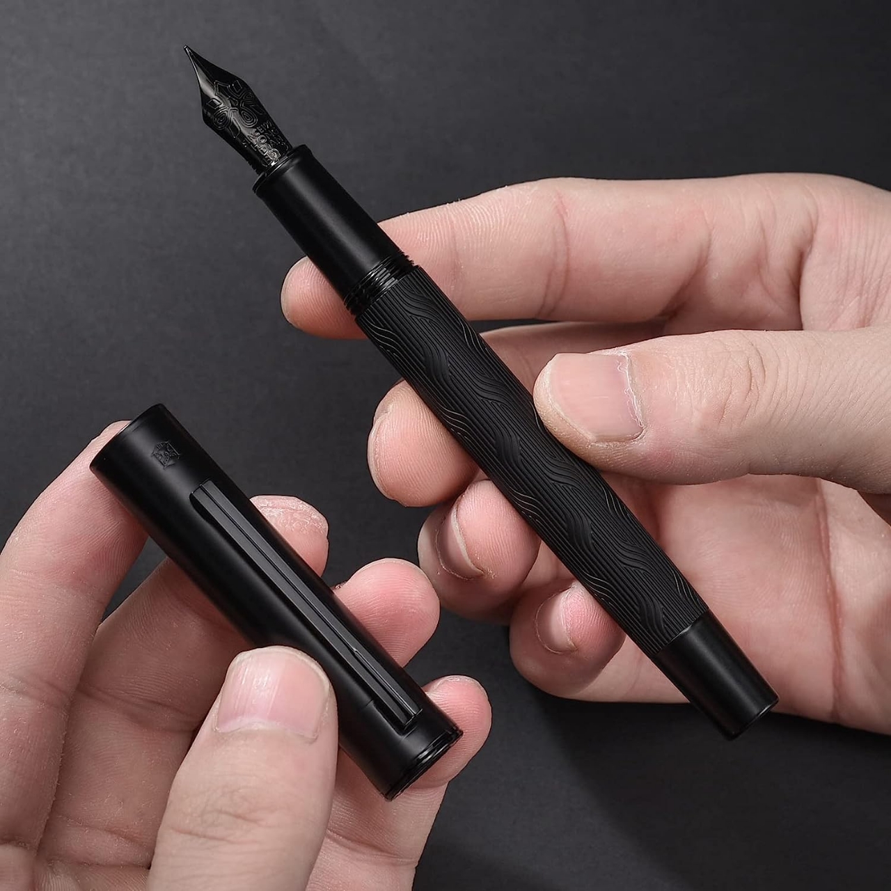 Picture of HongDian 1860 Max Metal Matte Black Forest Metal Matte Fountain Pen