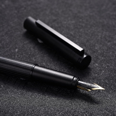 Picture of Hongdian H1 Black Aluminum Fountain Pen Extra Fine Nib, Smooth Writing Instrument with Converter and Pen Case Set