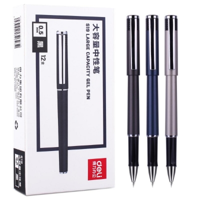 Picture of Deli ES19 Metal Body Office Gel Pen 12 Pcs Black