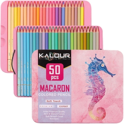 Picture of KALOUR Macaron Pastel Colored Pencils Set of 50 Colors