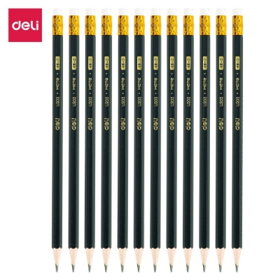 Picture of Deli  EU20000 Graphite Pencil With Eraser HB Pencil 12 PCS