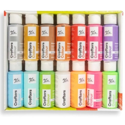 Picture of Mont Marte Crafters Color Metallic & Fluro Acrylic Paint Set 14pc x 60ml