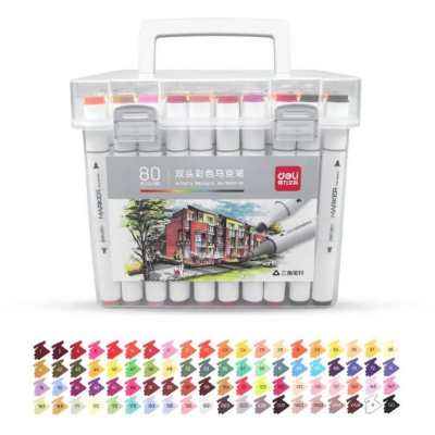 Picture of Deli Sketch Marker Set 70803-80, 80 Colors, Dual Tip