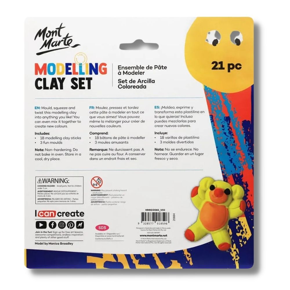 Picture of Mont Marte Multi Color Modelling Clay Set 21 pc