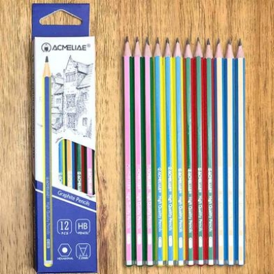 Picture of Acmeliae Multi Color Striped Body Graphite Pencil HB 12 Pcs