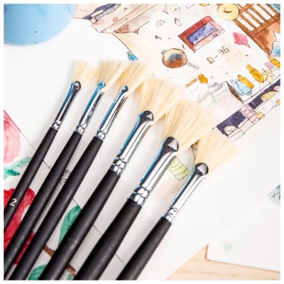 Picture of Deli 73896 Painting Brush Fan Bristle Set 6's