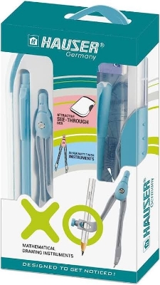 Picture of Hauser Mathematical Drawing Instrument Box Pack | Silver Matt Finish Instruments | Attractiev Instruments Inside The Box, Handy Storage Box For Students | Pack Of 1