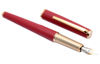 Picture of Jinhao 95 Fine Nib Fountain Pen Red Metal Body With Golden Trims