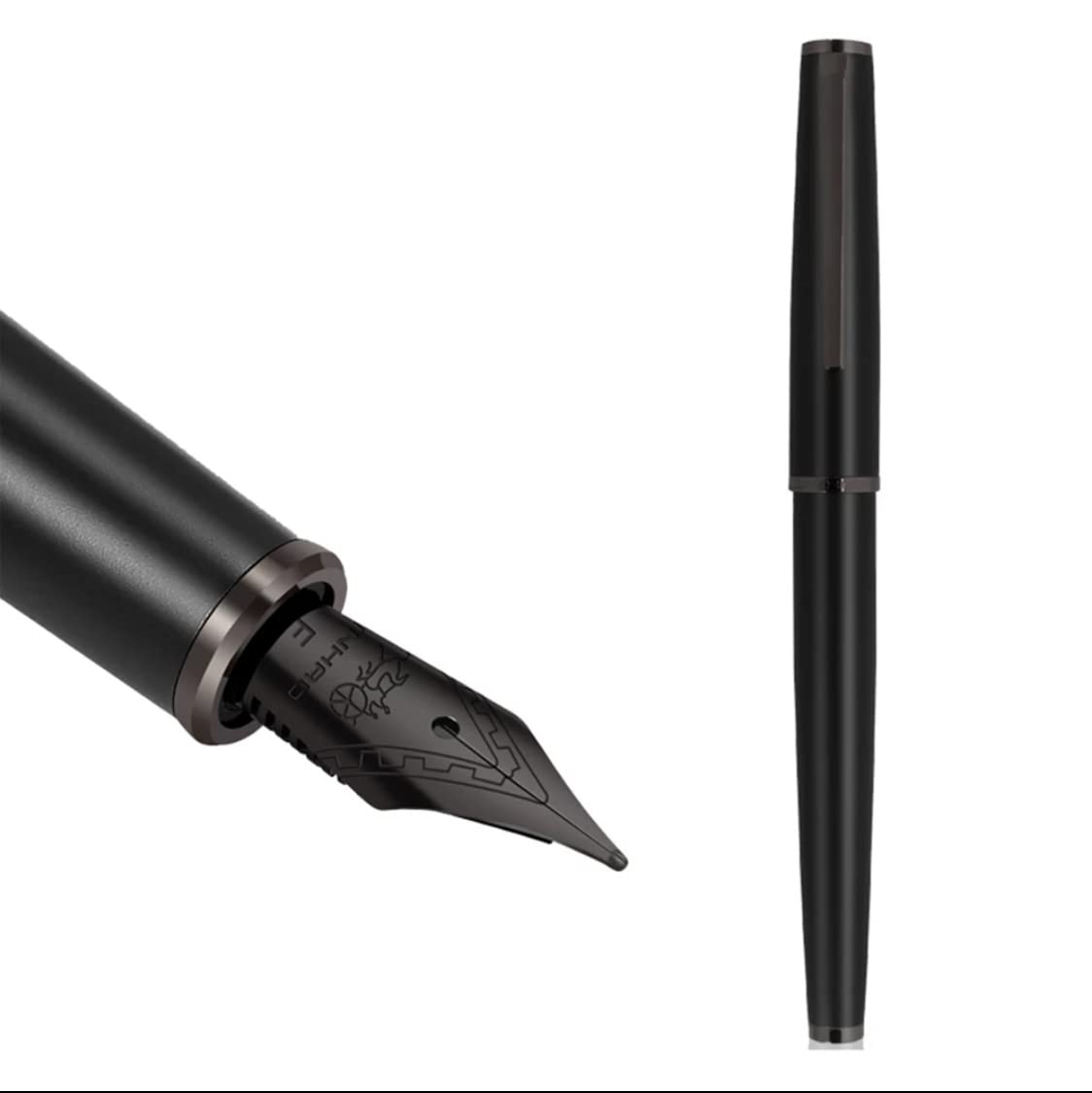 Picture of Jinhao 95 Series Metal Body Fountain Pen with Ink Refill Converter Matte Black, Fine Nib 0.5mm