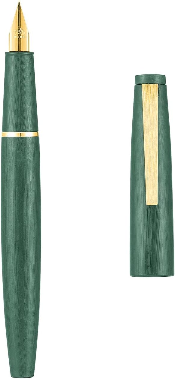 Picture of Jinhao 80 Brushed Carbon Fiber Fountain Pen 0.3mm Nib, Green with Golden Clip Writing Pen