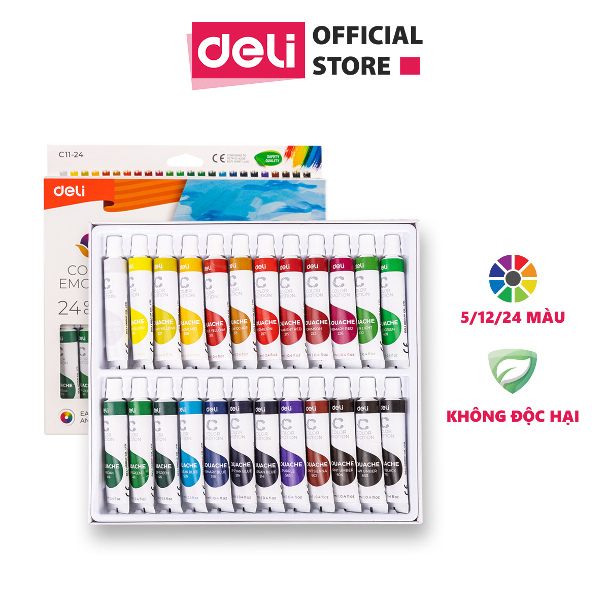 Picture of Deli EC18-24 Watercolor 24 shade with 1 pcs brush free