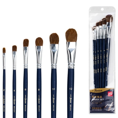 Picture of Deli 73895 Artist Range Round Nylon Fiber Brush Set for Acrylics and Oil Paint Brush Set