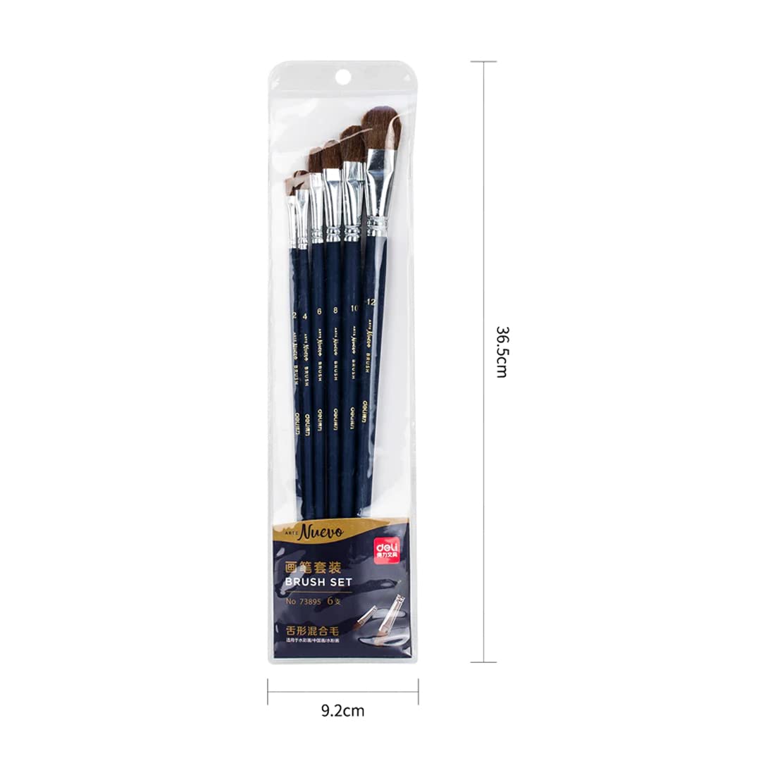 Picture of Deli 73895 Artist Range Round Nylon Fiber Brush Set for Acrylics and Oil Paint Brush Set
