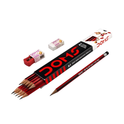 Picture of Doms A1 HB Pencil 12 pcs with Eraser and sharpner