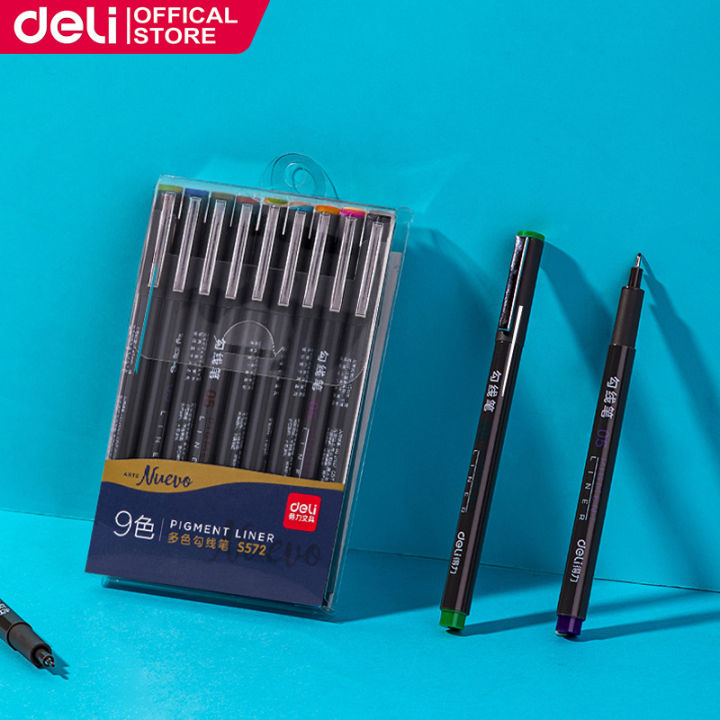 Picture of Deli S572 Fine Liner Water Color Pen 0.5mm 9Pcs Multicolor