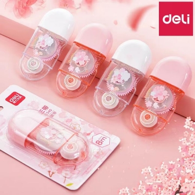 Picture of Deli 71540 cherry blossom series correction with cute girl portable with 8 meter modification with students large capacity