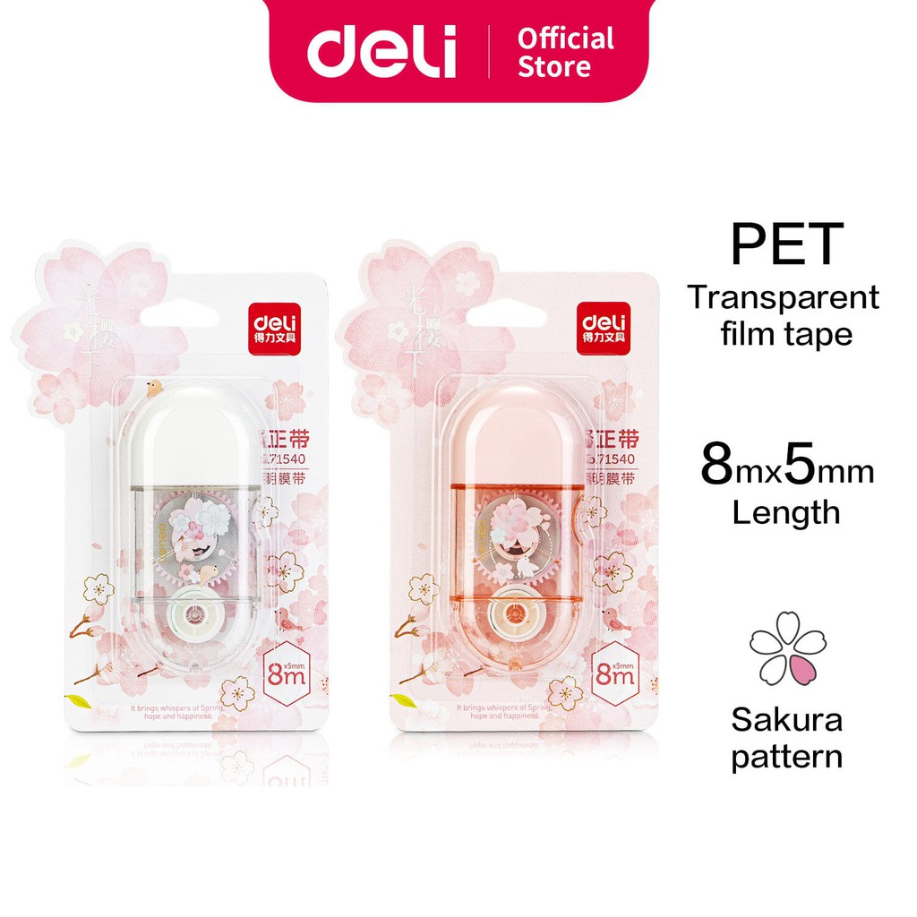Picture of Deli 71540 cherry blossom series correction with cute girl portable with 8 meter modification with students large capacity