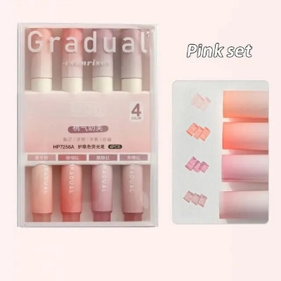 Picture of 4pcs Gradual Sunrise Highlighter Pens Set Summer Mild Color Spot Liner Marker for Drawing Painting Office School