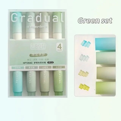 Picture of 4pcs Gradual Sunrise Highlighter Pens Set Summer Mild Color Spot Liner Marker for Drawing Painting Office School
