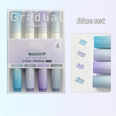 Picture of 4pcs Gradual Sunrise Highlighter Pens Set Summer Mild Color Spot Liner Marker for Drawing Painting Office School