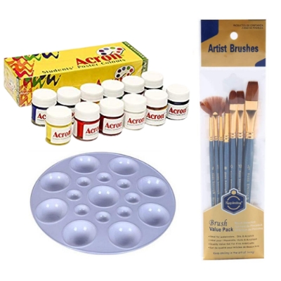 Picture of Poster Color Combo Set Poster Color 12 Color 15ml,7pcs brush,1pcs Round Palette