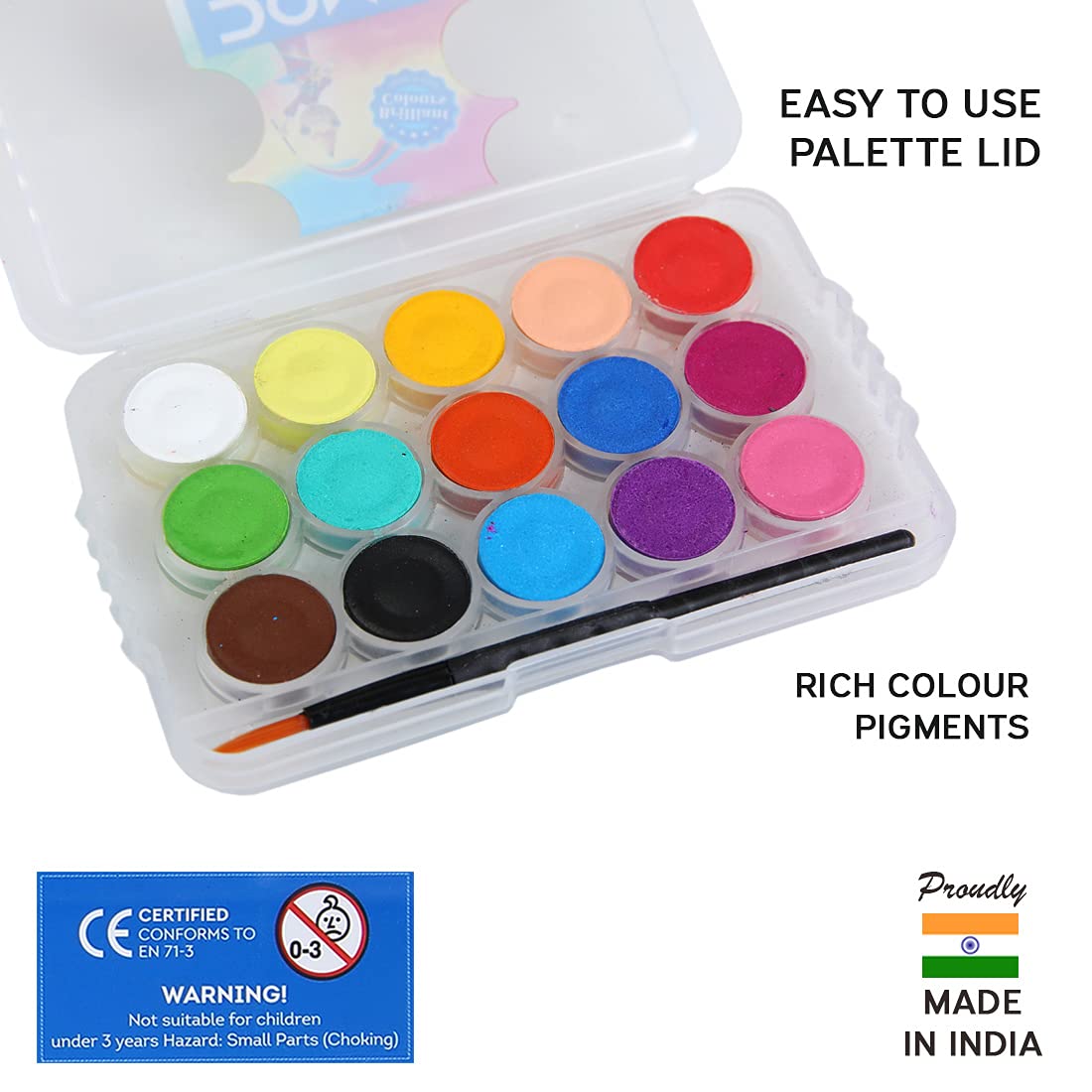 Picture of Doms Non-Toxic 15mm Water Colour Cake Set with Paint Brush and Plastic Case