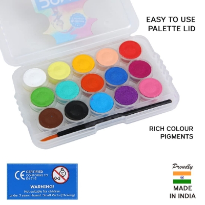 Picture of Doms Non-Toxic 15mm Water Colour Cake Set with Paint Brush and Plastic Case
