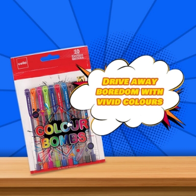 Picture of Cello Colour Bombs Coloured Ink Gel Pens | Pack of 10 | 10 Vivid Ink Colours | Coloured Gel Pens | Gel Pen for Students| Ideal for Art, Project work, Journal Work, Presentations