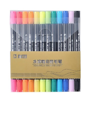 Picture of STA Aquarelle Dual Tip Fine Liner Brush Pen Non-Toxic Water Based Ink 12 pcs