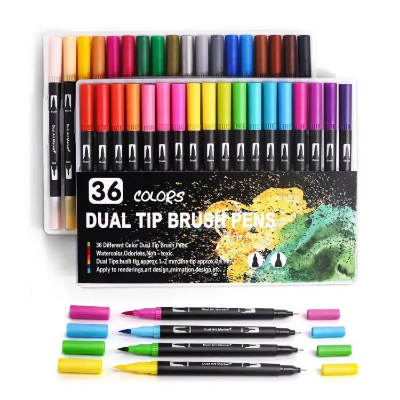 Picture of 36 Colors Dual Tip Brush Pen (Black Body)