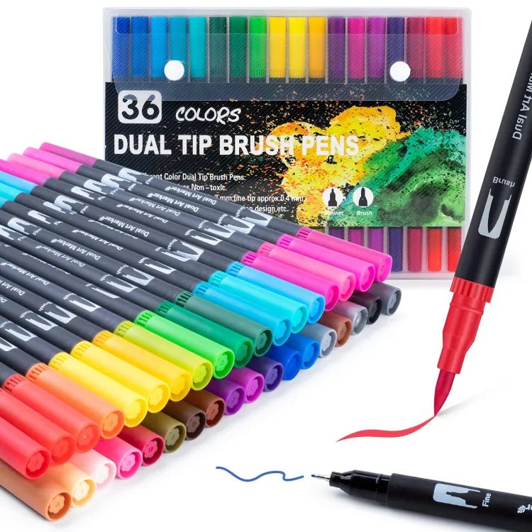 Picture of 36 Colors Dual Tip Brush Pen (Black Body)