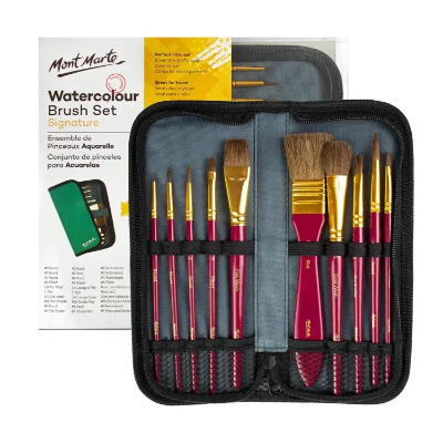 Picture of Mont Marte Watercolor Brush Set 11 Pieces with Wallet for water colour painting