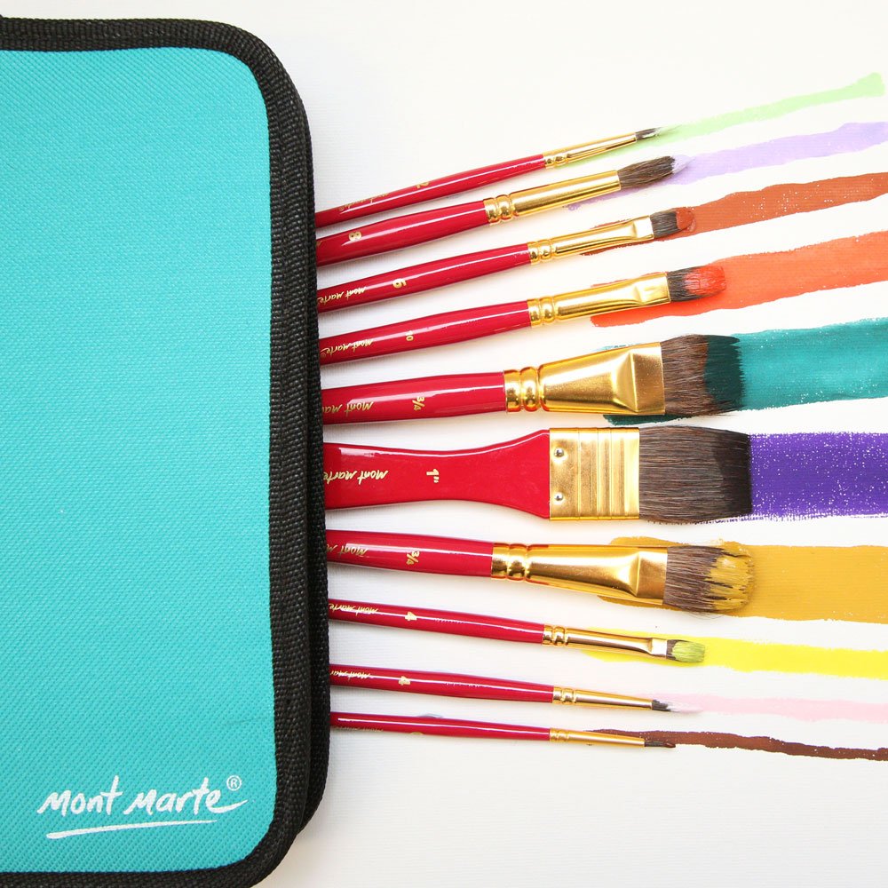 Picture of Mont Marte Watercolor Brush Set 11 Pieces with Wallet for water colour painting