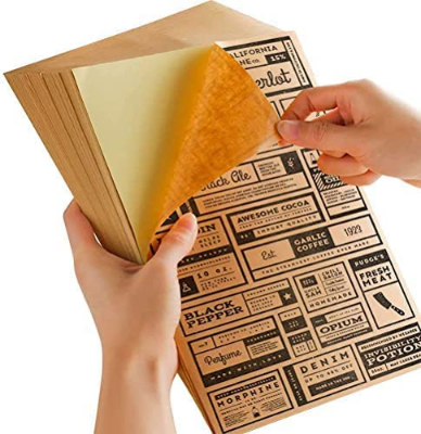 Picture of Brown Sticker Paper For Inkjet or Laser Printer make Product Labels, Barcode etc A4 Size, 25 Sticker Sheets