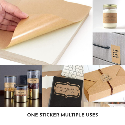 Picture of Brown Sticker Paper For Inkjet or Laser Printer make Product Labels, Barcode etc A4 Size, 25 Sticker Sheets