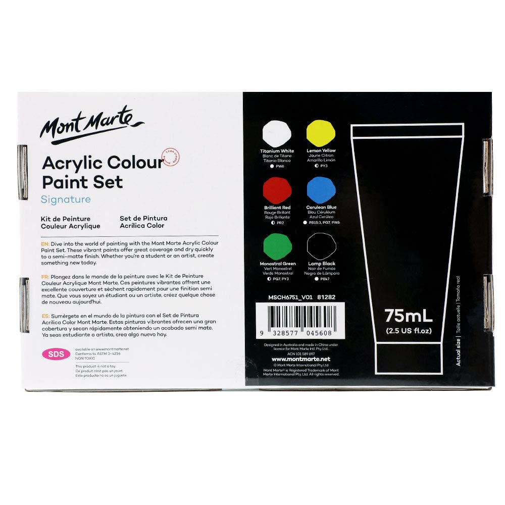 Picture of Mont Marte Acrylic Color Paint Set 75ml 6 Pcs