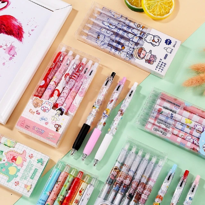 Picture of Kawaii  Black Ball Point Pens Students Writing Tool 6pcs/set