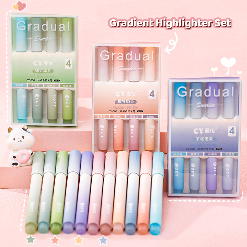 Picture of 4pcs/set Kawaii Marker Pens Cute Highlighter DIY Spot Liner Drawing Painting Markers School Office Supplies