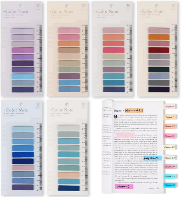 Picture of Morandi Sticky Tabs Book Tabs for Annotating Books Aesthetic Index Tabs Sticky Notes, Page Markers, Translucent, Writable, Repositionable, for Classify File, Filing Products Supplies