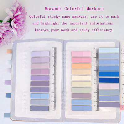 Picture of Morandi Sticky Tabs Book Tabs for Annotating Books Aesthetic Index Tabs Sticky Notes, Page Markers, Translucent, Writable, Repositionable, for Classify File, Filing Products Supplies