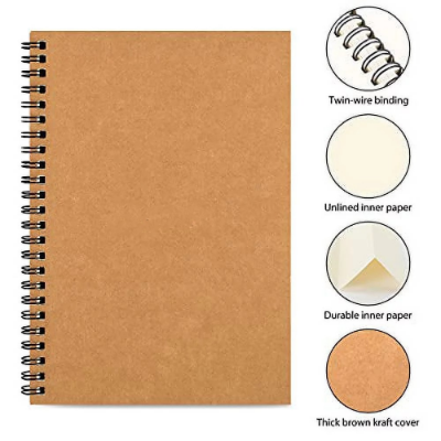 Picture of Brown cover Spiral Sketch Book note book  suitable for sketch oil pastel and drawing