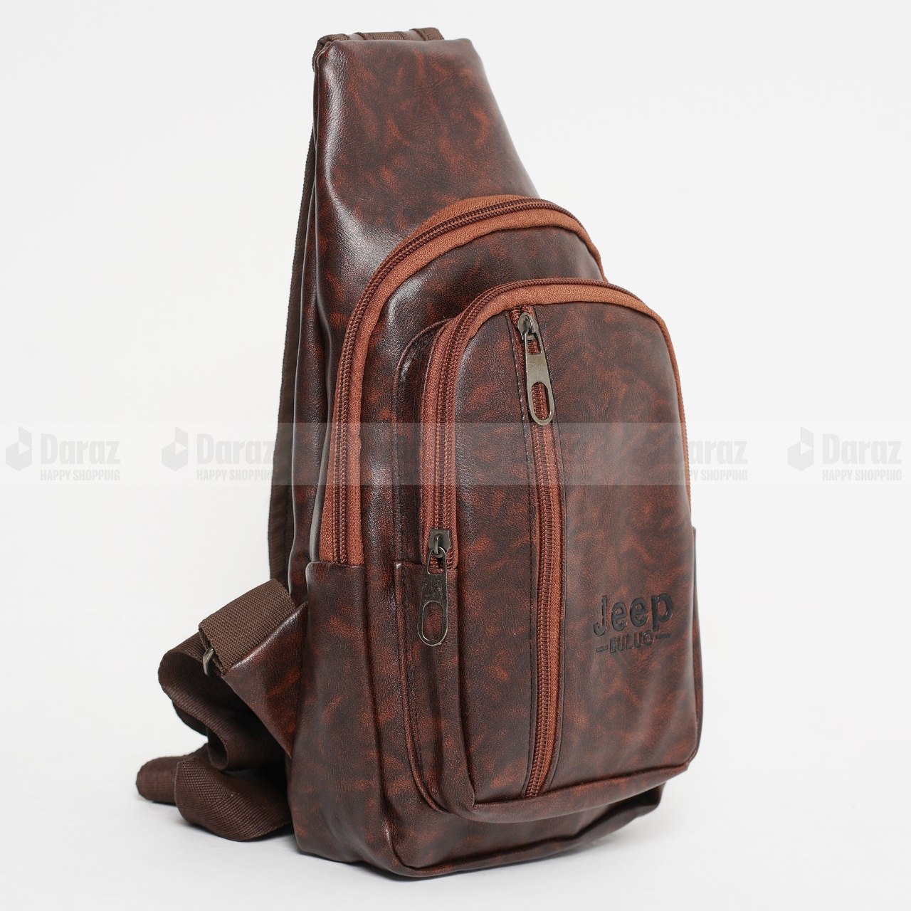 Picture of Crossbody Messenger Bag With Shoulder Belt And Pu Leather Bag Fashion Cross Body PU Leather Bag For Men and Woman Jeep Brown Pu Leather Shoulder Crossbody Bag for Men