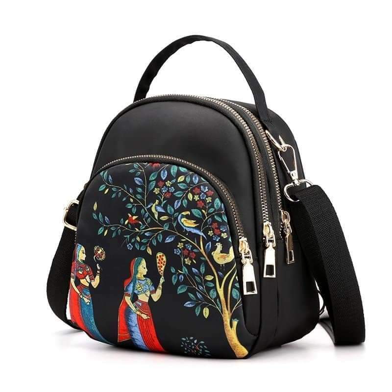 Picture of New Trendy Fashion Printing Mini Backpack for Women Nylon Rucksack Multilayer Crossbody & Shoulder School Bags For Girls Stylish Cute Look Women MY SHOPEE BD