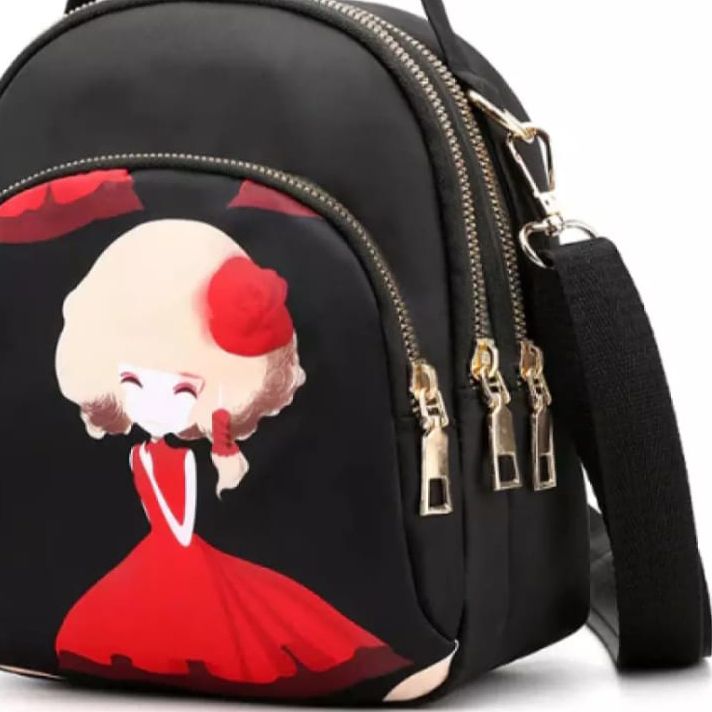 Picture of New Trendy Fashion Printing Mini Backpack for Women Nylon Rucksack Multilayer Crossbody & Shoulder School Bags For Girls Stylish Cute Look Women MY SHOPEE BD