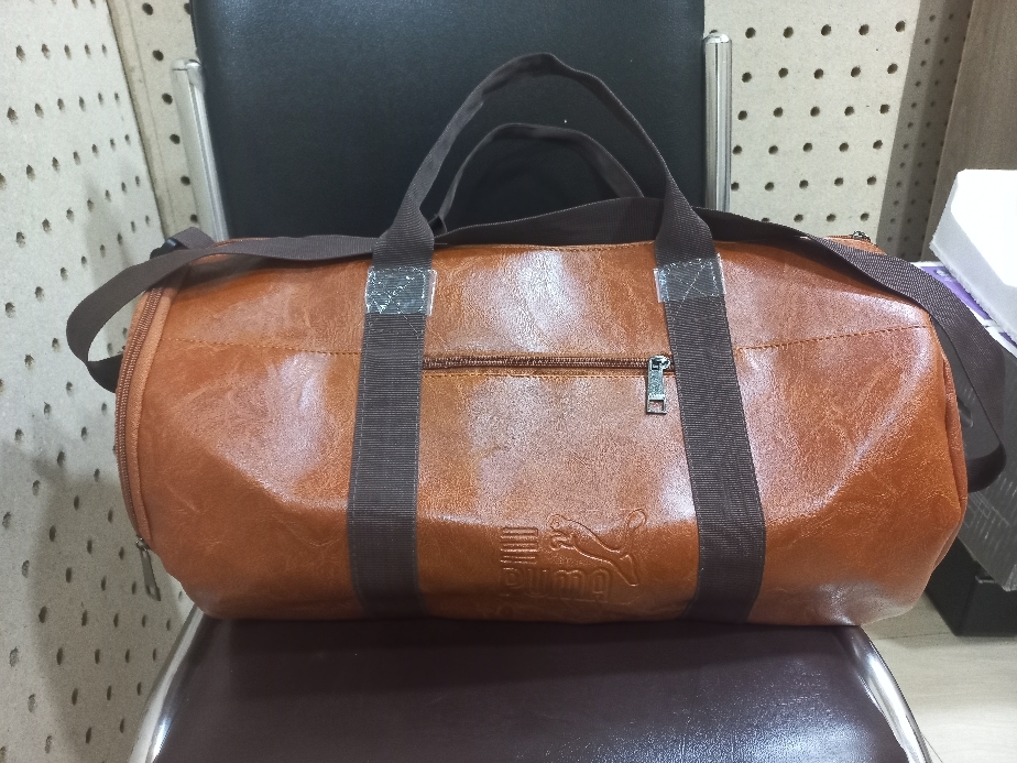 Picture of PU Leather Travel & Gym Bags for Both Men And Women Sports and Gym Bag - 16/8 inch Black Color /Fitness Gym Bag /Mountain 18 Litter Duffel Bag / PU leather  Gym Bag for Men and Women -MY SHOPEE BD