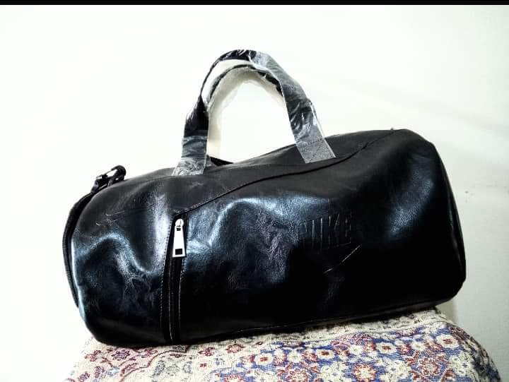 Picture of PU Leather Travel & Gym Bags for Both Men And Women Sports and Gym Bag - 16/8 inch Black Color /Fitness Gym Bag /Mountain 18 Litter Duffel Bag / PU leather  Gym Bag for Men and Women -MY SHOPEE BD