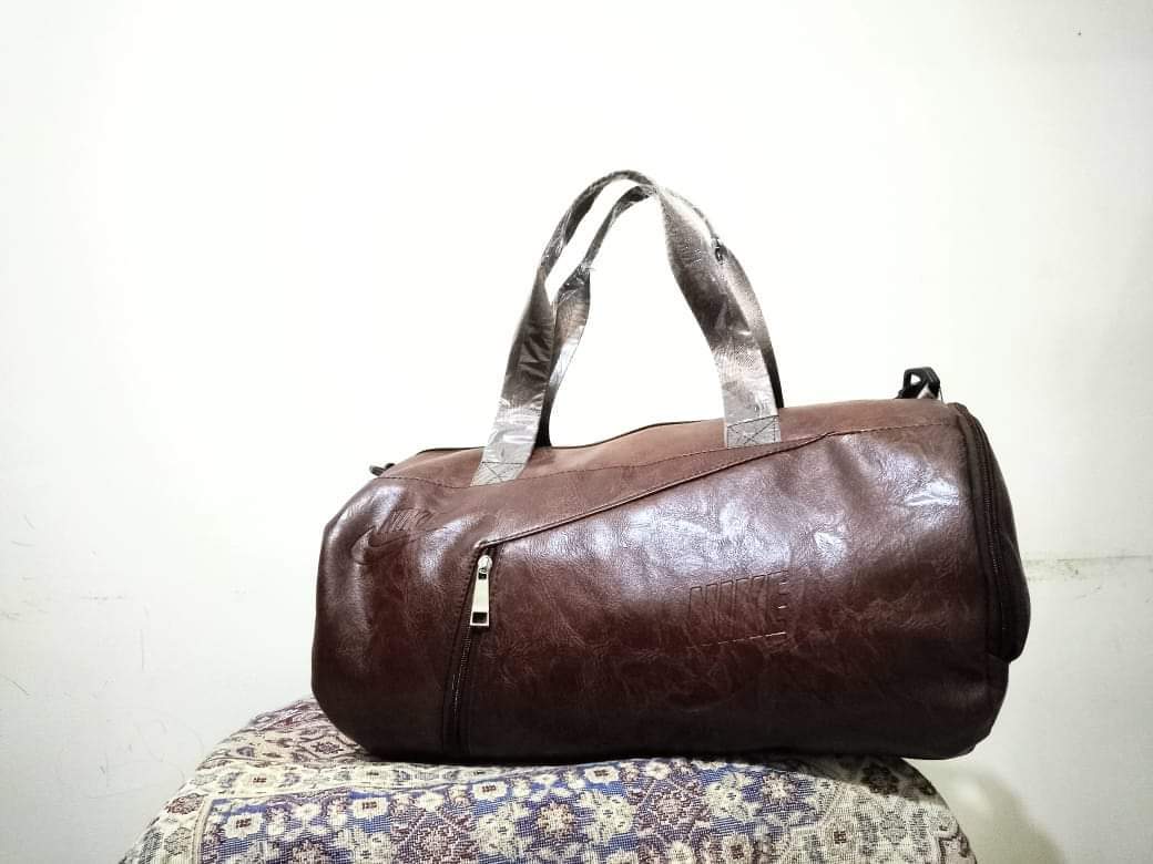 Picture of PU Leather Travel & Gym Bags for Both Men And Women Sports and Gym Bag - 16/8 inch Black Color /Fitness Gym Bag /Mountain 18 Litter Duffel Bag / PU leather  Gym Bag for Men and Women -MY SHOPEE BD