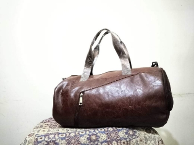 Picture of PU Leather Travel & Gym Bags for Both Men And Women Sports and Gym Bag - 16/8 inch Black Color /Fitness Gym Bag /Mountain 18 Litter Duffel Bag / PU leather  Gym Bag for Men and Women -MY SHOPEE BD