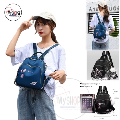 Picture of New Trendy Fashion Women Backpack Flower Embroidery Beautiful Bag Travel Student School Small  Mini Backpack for Women, Large Capacity Nylon Rucksack Multilayer Crossbody & Shoulder School Bags For Girls, Waterproof Travel Ladies Bags My SHOPEE BD