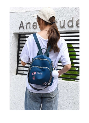 Picture of New Trendy Fashion Women Backpack Flower Embroidery Beautiful Bag Travel Student School Small  Mini Backpack for Women, Large Capacity Nylon Rucksack Multilayer Crossbody & Shoulder School Bags For Girls, Waterproof Travel Ladies Bags My SHOPEE BD